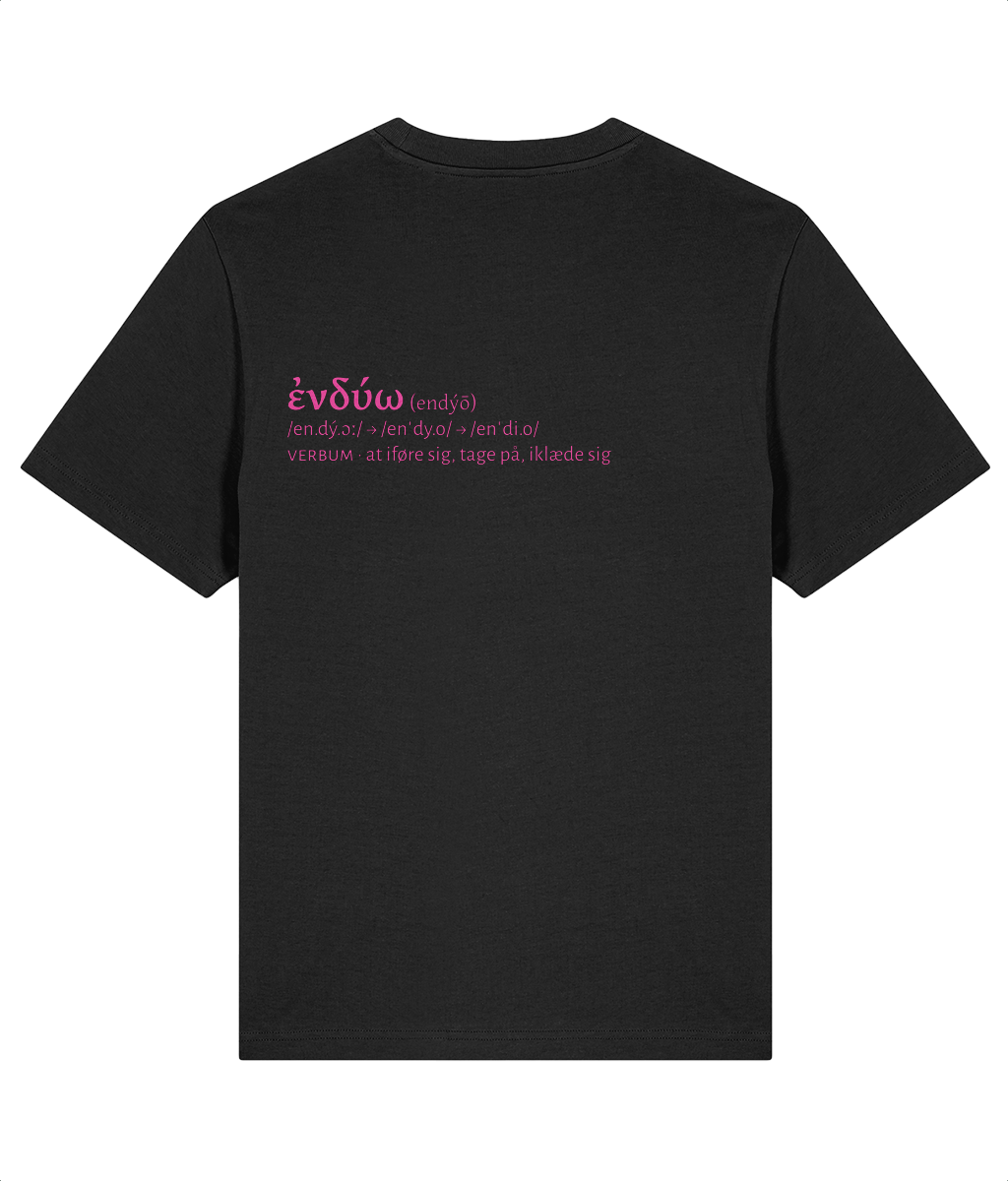 Endýō – sort kristen T-shirt med det græske ord ἐνδύω